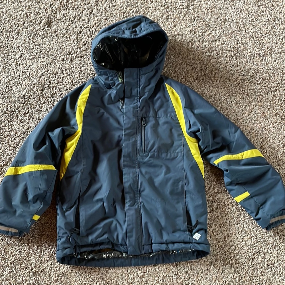 Columbia Omni heat boys winter jacket 10/12 gray yellow